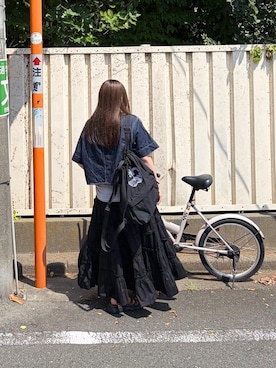 「Manhattan Portage（マンハッタンポーテージ）のHOUSTON DRAWSTRING BAG RIPSTOP TASLAN NYLON CCC（バックパック/リュック、ブラック系）」を使った、Manhattan Portage Staffさん（メンズ）の夏コーディネート