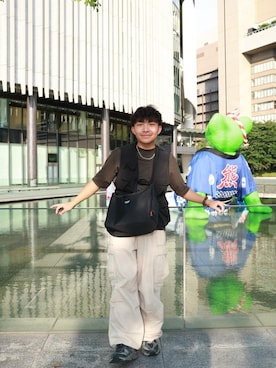 「Manhattan Portage（マンハッタンポーテージ）のアイテム」を使った、Manhattan Portage Staffさん（メンズ・165cm）の夏コーディネート