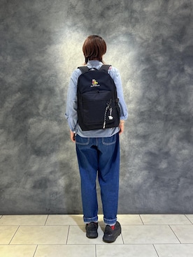 「Manhattan Portage（マンハッタンポーテージ）のTOWNSEND BACKPACK / MICKEY / 26（バックパック/リュック、ブラック系）」を使った、Manhattan Portage Staffさん（メンズ）の秋コーディネート