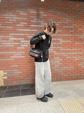 「Manhattan Portage（マンハッタンポーテージ）のL/S PRINT TEE / MICKEY / 26（Tシャツ/カットソー、ブラック系）」を使った、Manhattan Portage Staffさん（メンズ）の秋コーディネート