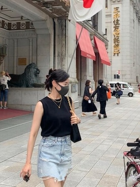 「coca（coca）（コカ）のアイテム（タンクトップ）」を使った、cocaさん（レディース・163cm）の夏コーディネート