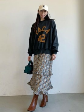 「coca（coca）（コカ）のアイテム（スウェット）」を使った、cocaさん（レディース・163cm）の冬コーディネート