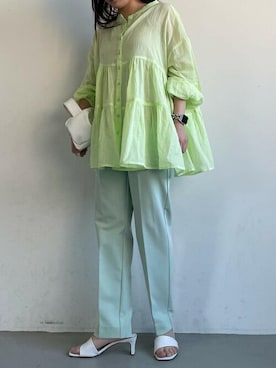 「coca（coca）（コカ）のアイテム（スラックス）」を使った、cocaさん（レディース・154cm）の春コーディネート