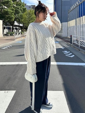 「ケーブルニット」｜cocaさん（レディース・152cm）の秋コーディネート