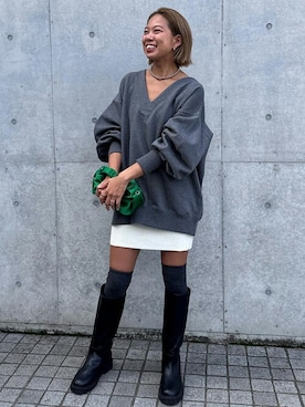 「coca（coca）（コカ）のアイテム（スウェット）」を使った、cocaさん（レディース・163cm）の秋コーディネート