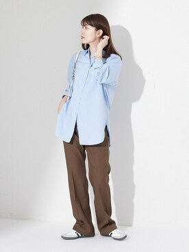 「Wrangler」｜「アイテム（スラックス）」を使った、sumiさん（レディース・163cm）の秋コーディネート