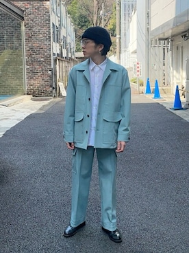 「セットアップコーデ」｜「アイテム（ブルゾン）」を使った、takumi okamotoさん（メンズ・168cm）の春コーディネート