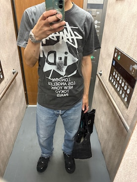 「STUSSY（ステューシー）のi-D（Tシャツ/カットソー、ブラック系）」を使った、Daisuke Aさん（メンズ・168cm）の夏コーディネート