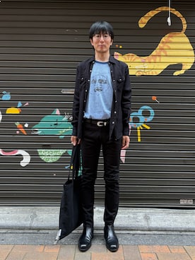 「SAINT LAURENT PARIS（サンローランパリ）のアイテム（シャツ/ブラウス、ブラック系）」を使った、Daisuke Aさん（メンズ・168cm）の春コーディネート