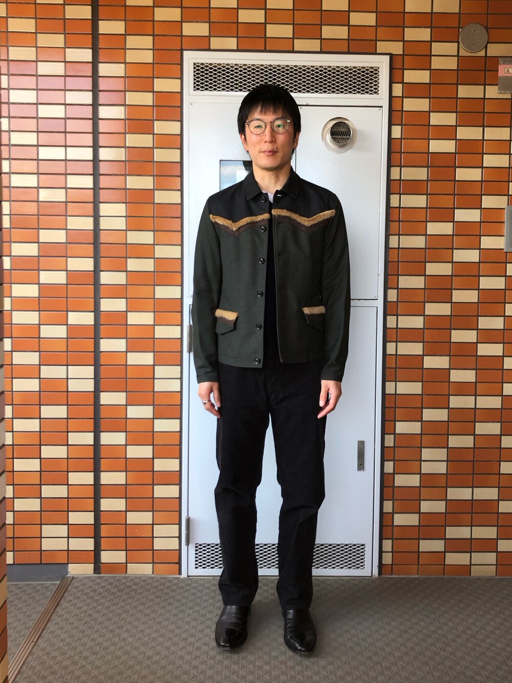 「冬」｜「kolorのアイテム（その他アウター、グリーン系）」を使った、Daisuke Aさん（メンズ・168cm）の冬コーディネートの1枚目の写真
