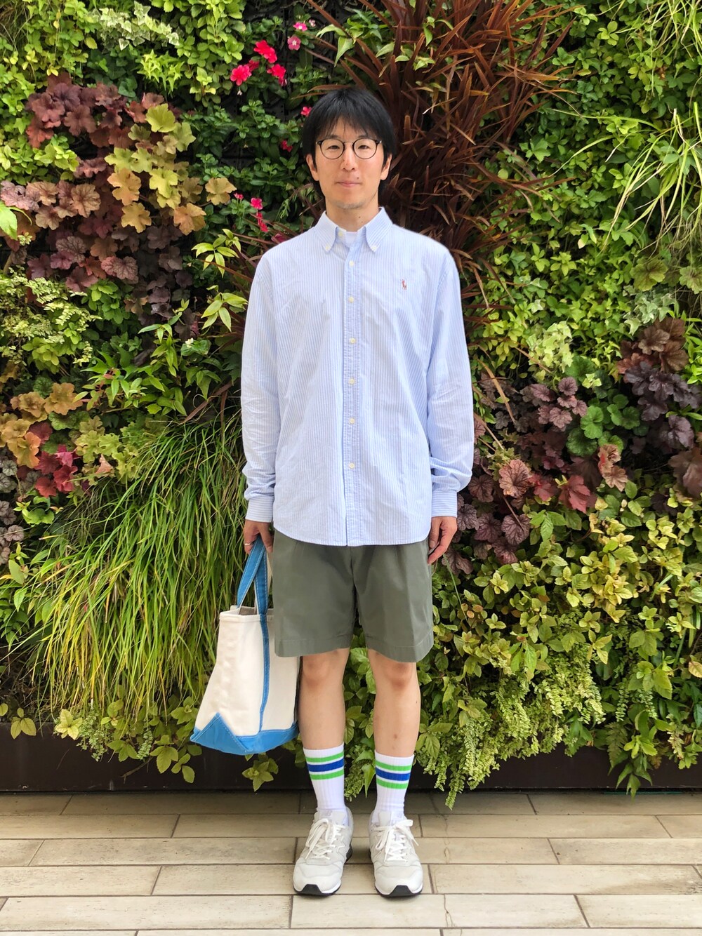 「ボタニカル」｜「POLO RALPH LAURENのアイテム（シャツ/ブラウス、ホワイト系）」を使った、Daisuke Aさん（メンズ・168cm）の夏コーディネートの1枚目の写真