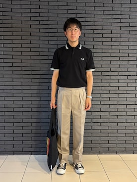「FRED PERRY（フレッドペリー）のアイテム（ポロシャツ、ブラック系）」を使った、Daisuke Aさん（メンズ・168cm）の秋コーディネート