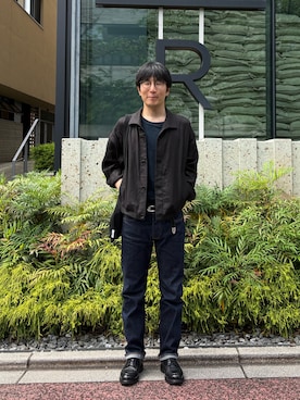「The CLASIK（ザクラシック）のCKJK-156  ヘンプ、リネン（ブルゾン、ブラック系）」を使った、Daisuke Aさん（メンズ・168cm）の春コーディネート