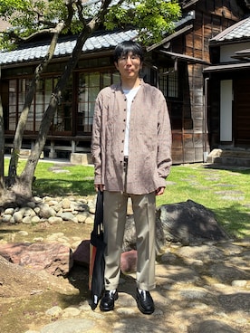 「blackbirdのEx Cut Off Collar Shirt  /  Trico Check / Size0（シャツ/ブラウス、その他）」を使った、Daisuke Aさん（メンズ・168cm）の春コーディネート