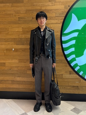 「アイテム（ライダースジャケット）」を使った、Daisuke Aさん（メンズ・168cm）の秋コーディネート