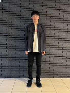 「SEVEN BY SEVEN（セブンバイセブン）のSHEER WESTERN SHIRTS -Gingham check indian khadi（シャツ/ブラウス、ブラック系）」を使った、Daisuke Aさん（メンズ・168cm）の春コーディネート