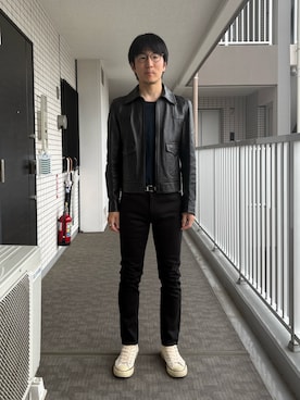 「CELINE（セリーヌ）のルーズブルゾン　2E525968H.38NO（ブルゾン、ブラック系）」を使った、Daisuke Aさん（メンズ・168cm）の春コーディネート