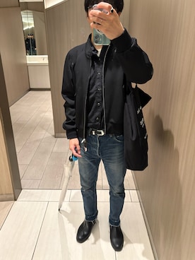 「CELINE（セリーヌ）の2W957959C.38NO   Size44（ブルゾン、ブラック系）」を使った、Daisuke Aさん（メンズ・168cm）の春コーディネート