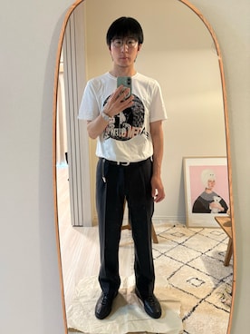 「Maison Margiela（メゾンマルジェラ）のアイテム（Tシャツ/カットソー、ホワイト系）」を使った、Daisuke Aさん（メンズ・168cm）の夏コーディネート