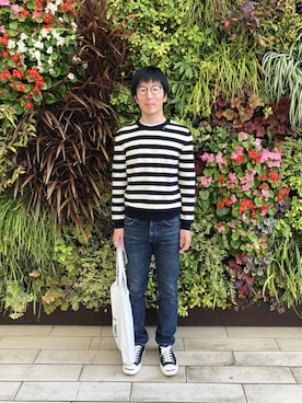「SAINT LAURENT PARIS（サンローランパリ）のアイテム（ニット/セーター）」を使った、Daisuke Aさん（メンズ・168cm）の秋コーディネート