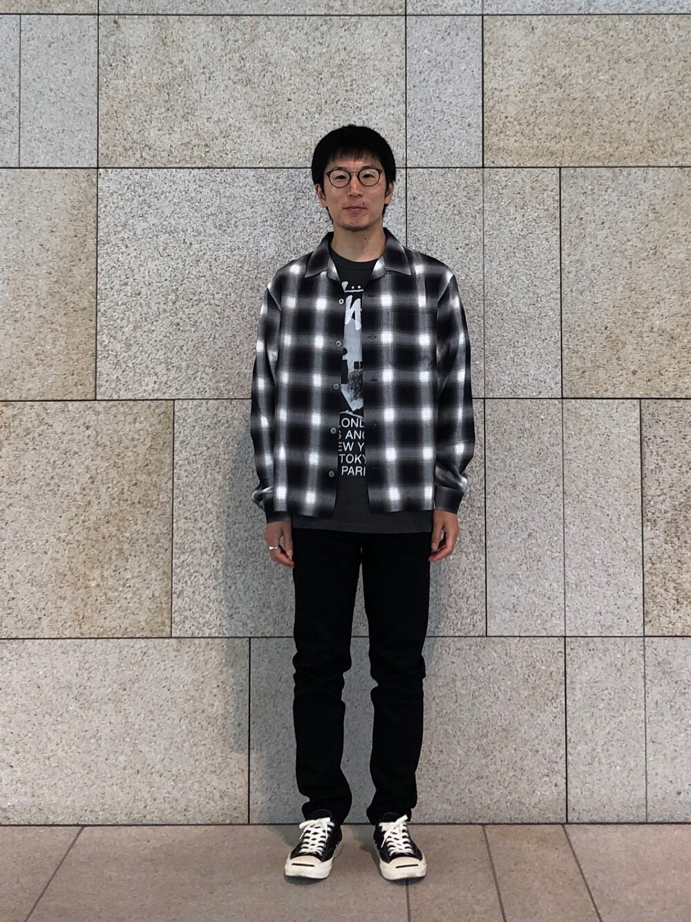 FRONT11201 オンブレチェックシャツ L FRONT11201 ORIGINAL OPEN