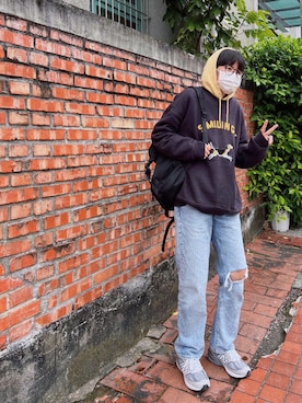 「PULL&BEAR（プルアンドベア）のアイテム（パンツ）」を使った、戴DAI'さん（レディース・173cm）の春コーディネート