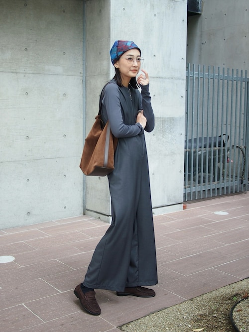 「Marient（マリエント）のフロントジップドロストオールインワン（つなぎ/オールインワン）」を使った、MARIKOさん（レディース・168cm）の春コーディネート