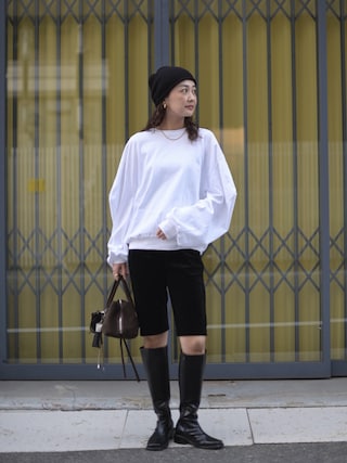 「Marient(マリエント)のカットアウトボリュームスリーブカットソー(Tシャツ/カットソー)」を使った、MARIKOさん(レディース・168cm)の秋コーディネート