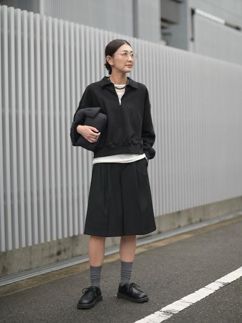 「Marient(マリエント)のハーフZIPスウェットPO(スウェット)」を使った、MARIKOさん(レディース・168cm)の春コーディネート
