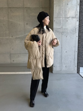 「帽子」｜「アイテム（ダウンジャケット/コート）」を使った、MARIKOさん（レディース・168cm）の冬コーディネート