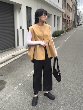 「ぺプラムトップス」｜「アイテム（ブルゾン）」を使った、MARIKOさん（レディース・168cm）の春コーディネート