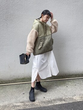 「ボア」｜「アイテム（シャツワンピース）」を使った、MARIKOさん（レディース・168cm）の秋コーディネート