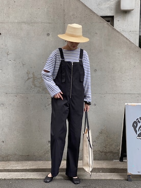 「ツバ広ハット」｜「アイテム（サロペット/オーバーオール）」を使った、MARIKOさん（レディース・168cm）の春コーディネート