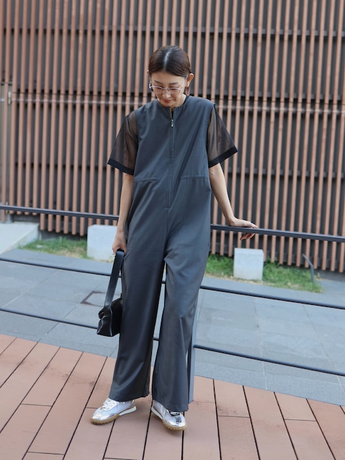 フロントジップドロストオールインワン（つなぎ/オールインワン