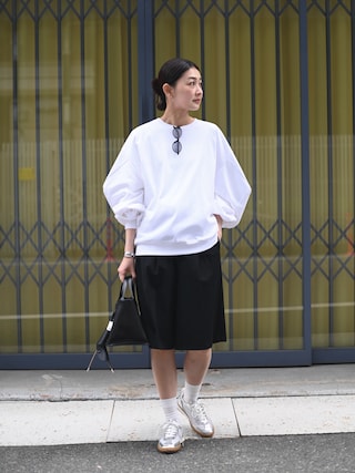 「Marient(マリエント)のカットアウトボリュームスリーブカットソー(Tシャツ/カットソー)」を使った、MARIKOさん(レディース・168cm)の夏コーディネート