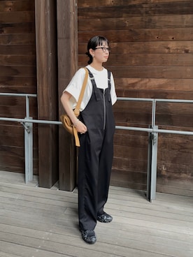 「みんなの白Tフェス」｜「アイテム（オールインワン・サロペット）」を使った、MARIKOさん（レディース・168cm）の夏コーディネート