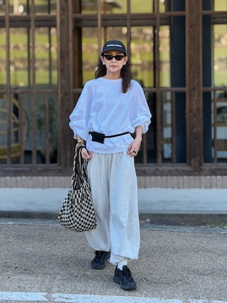 「Marient（マリエント）のカットアウトボリュームスリーブカットソー（Tシャツ/カットソー）」を使った、MARIKOさん（レディース・168cm）の秋コーディネート