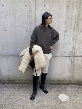 「BASERANGE（ベースレンジ）のアイテム」を使った、MARIKOさん（レディース・168cm）の冬コーディネート