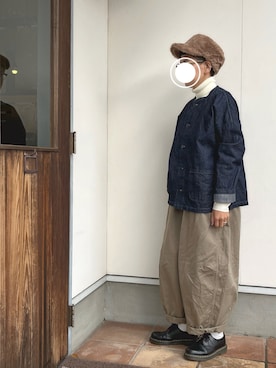 「アイテム（キャップ）」を使った、coccon◡̈*さん（レディース・157cm・40代）の秋コーディネート