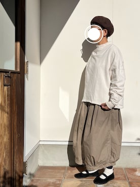 「キュロット」｜「アイテム（ハンチング/ベレー帽）」を使った、coccon◡̈*さん（レディース・157cm）の秋コーディネート