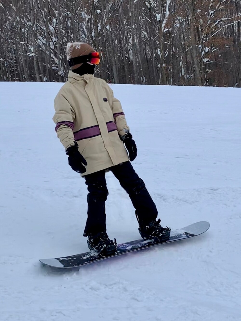 ベージュ系のスポーツグッズ、ブラック系のスポーツグッズ、その他のスポーツグッズを着用したレディースの冬コーディネートの1枚目の写真