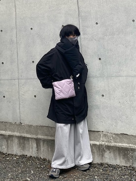 「キルティングバッグ」｜「アイテム（モッズコート）」を使った、minto_8746さん（メンズ・165cm）の冬コーディネート