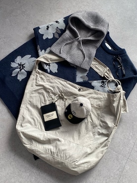 「NILWAY（ニルウェイ）のアソート総柄クルーネックジャガードニット（ニット/セーター、ブラック系）」を使った、minto_8746さん（メンズ・165cm）の秋コーディネート