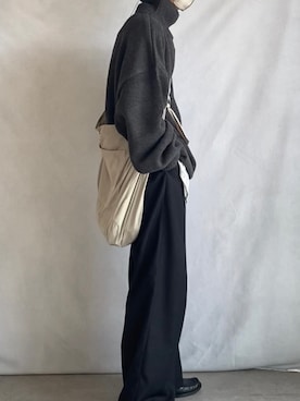 「NILWAY（ニルウェイ）のイージーケアファブリックボリュームスリーブハイネックニット/ベーシック（ニット/セーター、グレー系）」を使った、minto_8746さん（メンズ・165cm）の秋コーディネート