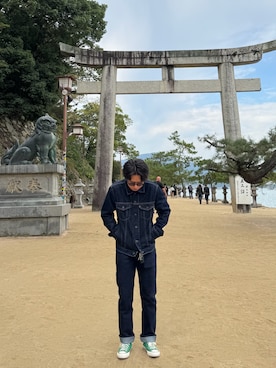 「アイテム（デニムジャケット）」を使った、Nrsyさん（メンズ・168cm）の秋コーディネート