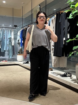 「150cm台コーデ」｜「アイテム（スラックス）」を使った、ありささん（レディース・153cm）の夏コーディネート