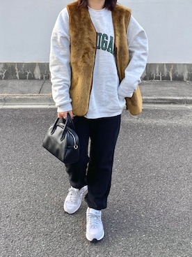 「CPCM（シーピーシーエム）のアイテム（モッズコート）」を使った、ななおさん（レディース・162cm）の冬コーディネート