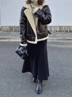 「Lavish Gate（ラヴィッシュゲート）のアイテム（その他アウター）」を使った、ななおさん（レディース・162cm）の冬コーディネート