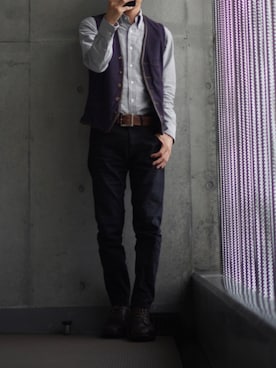 「alfredoBANNISTER（アルフレッドバニスター）のアイテム（ブーツ）」を使った、コバヤシ_トシヒコさん（メンズ・163cm）の秋コーディネート
