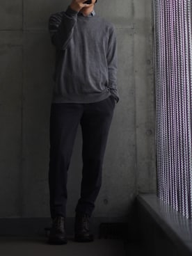 「alfredoBANNISTER（アルフレッドバニスター）のアイテム（ブーツ）」を使った、コバヤシ_トシヒコさん（メンズ・163cm）の冬コーディネート